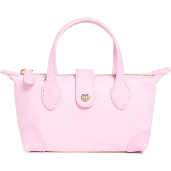 Women's Nylon Faux Leather Crossbody Pouchette Bag with Gold Hardware